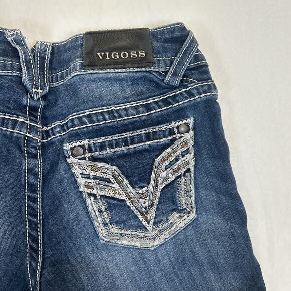 Vigoss Womens Blue Denim The Chelse Bootcut Jeans Mid Rise Size 3/4 x 32 Charity - Picture 13 of 15